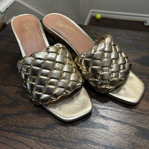 Seychelles Gold Braided Slide Sandals